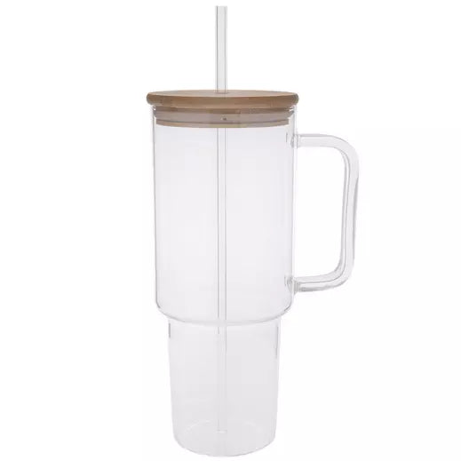 40 oz Glass Tumbler with Handle