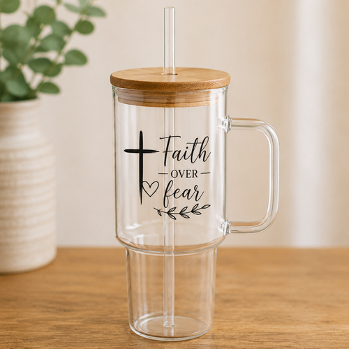 40 oz Glass Tumbler with Handle